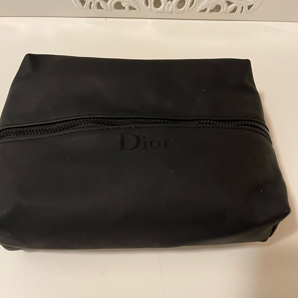 Christian Dior Beauty Cosmetic Makeup Black Dual Pouch Zip Bag Travel - Picture 2 of 13